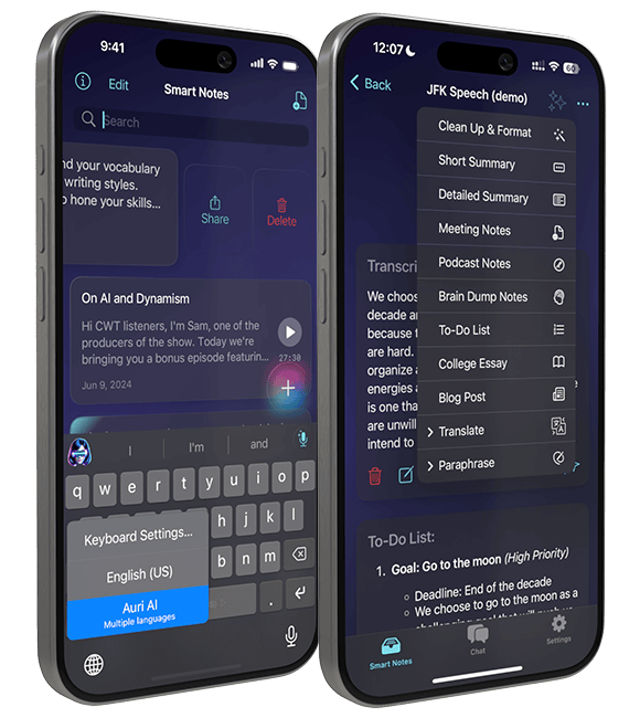 Auri AI Smart Notes, Voice to Text, Dictation Pro, AI Keyboard